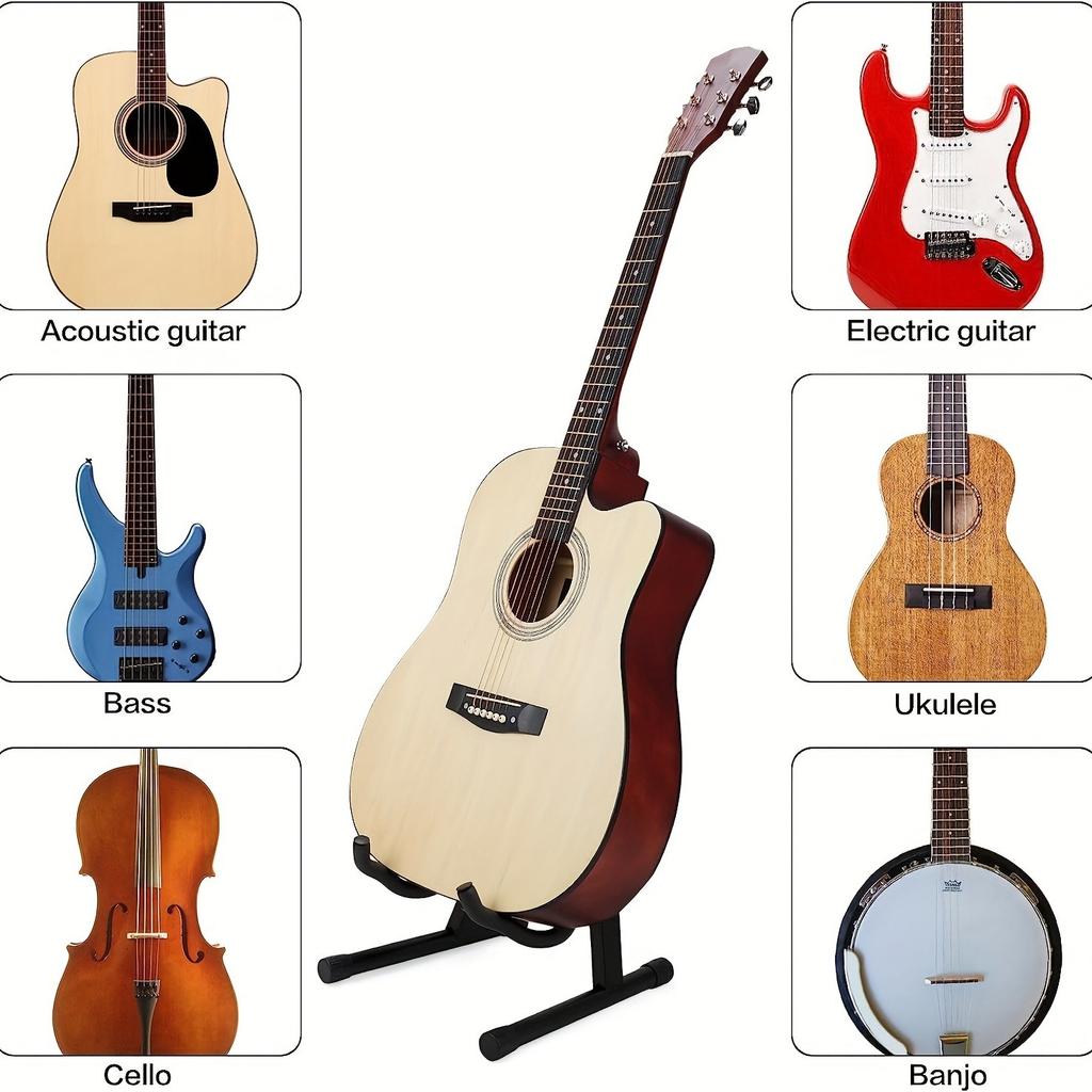 Durable A-Frame Metal Guitar Stand - Freestanding Floor Stand for Acoustic and Electric Guitars