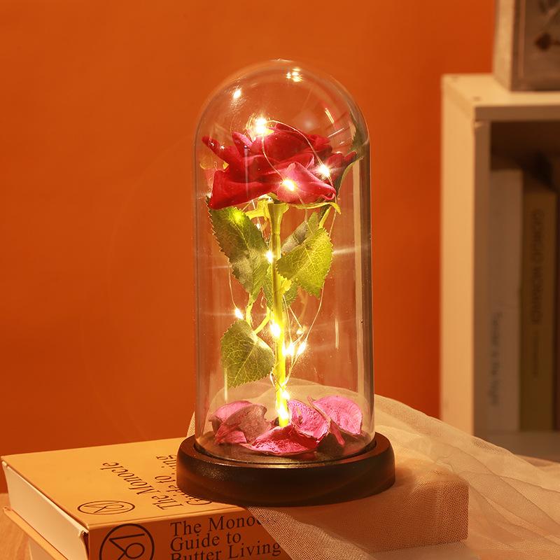 New Eternal Flower Acrylic Cover Rose Gift Flower Led Night Light Decorative Ornament Spot