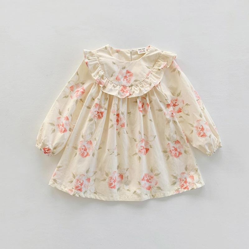 Mädchen Kleid Frühling Herbst Neugeborenen Kleinkind Langarm Gedruckt Baby Kleid Volant Kleidung Baumwolle Prinzessin Kleid Kleidung 1-8years