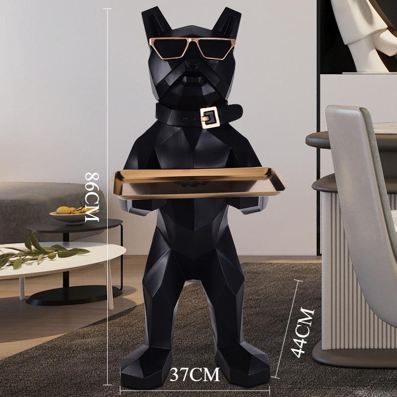 Creative Dog Figurines Luxury Modern Funny Figurines with Storage Tray Art Aesthetic Interior Ornaments Home Room Decoration