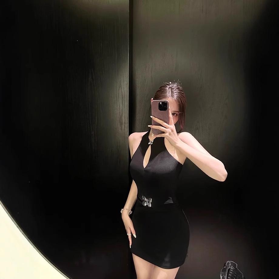 

Sexy Black Backless Bodycon Halter Cheongsam Dress - Spring/Summer XL [Premium]