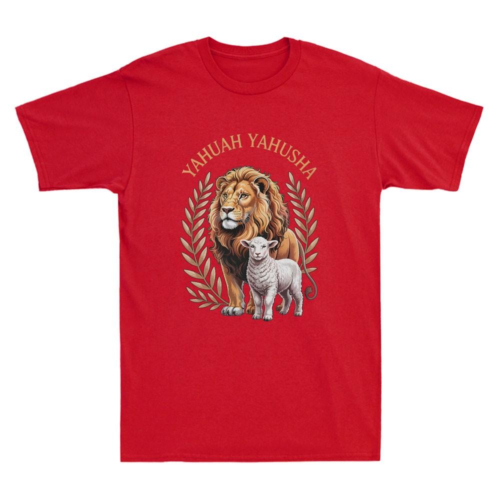 Lion Of Judah And Lamb Yahuah Yahusha Funny Graphic Unisexs Short Sleeve Tshirt