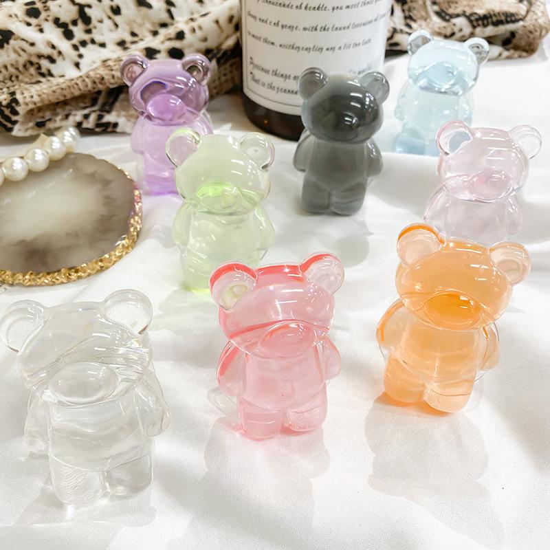 Color Bear Airbag Bracket Cartoon Epoxy Cute Creative Lazy Desktop Bracket Simple Solid Color Portable Ring