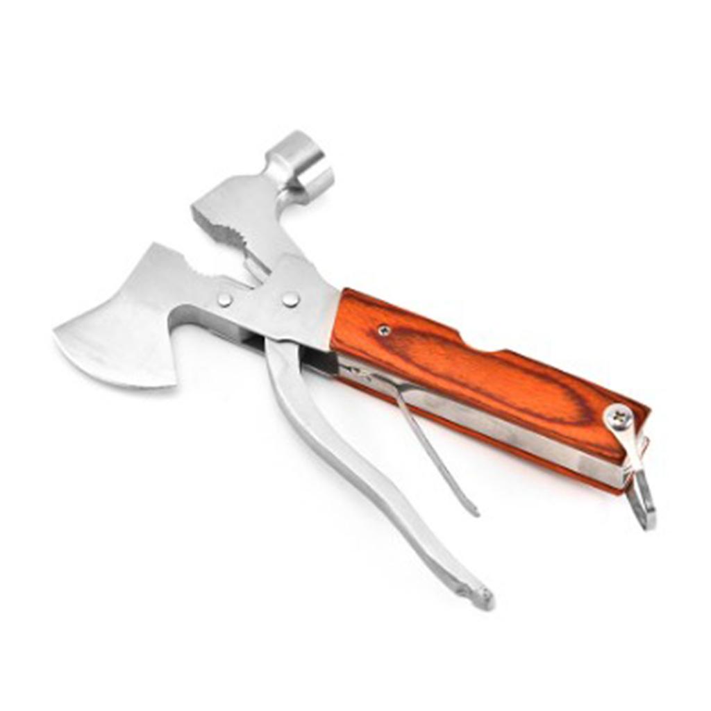 Multitool Hammer Steel Foldable Multipurpose Camping Hammer Multitool for Outdoor Hiking Fishing Colored Wood Axe Hammer