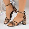 Fashion Hot Sale Women's Shoes Open Toe Women's Sandals 2025 Fashion Leopard Print Office and Career New Plus Size Heeled Sandalszapatos