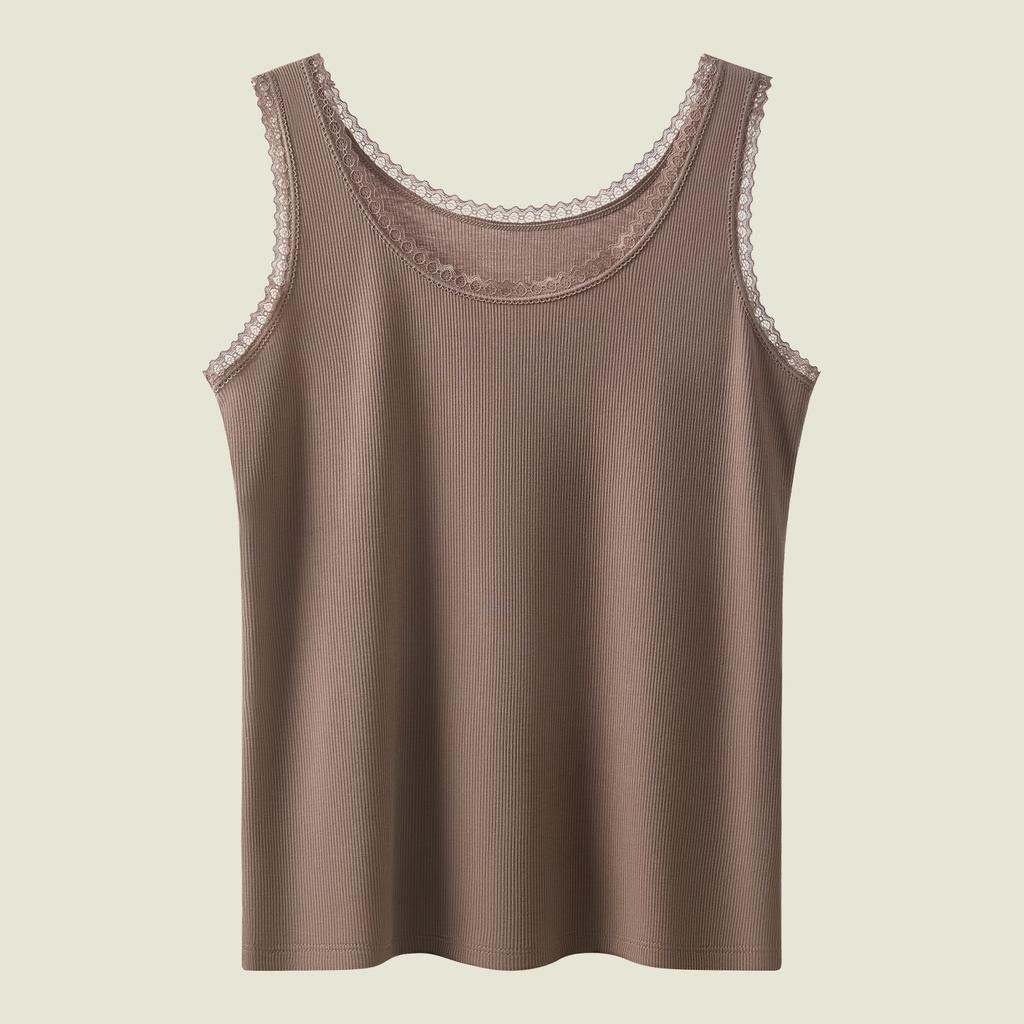 Lace sling vest women's inner and outer summer wear large size slim-fit threaded chest pad thin anti-light bottoming top
