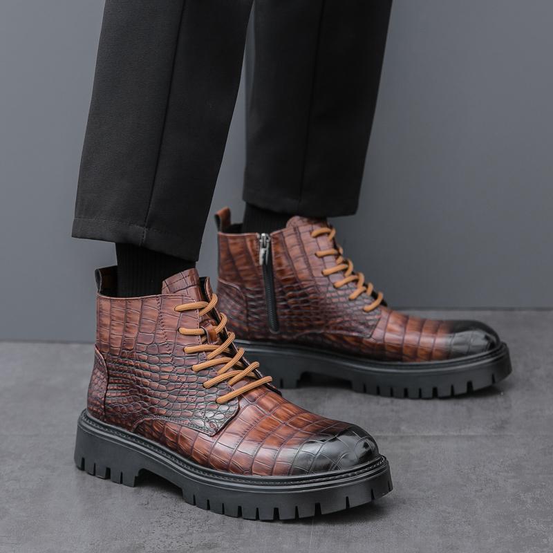 Mode Herbst und Winter Herren Lederschuhe mit dicker Sohle Modischer britischer Stil Outdoor Business Party Täglich Büro formelle Stiefel
