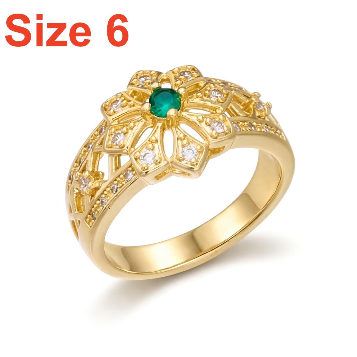 

Elegant Minimalist Flower Brass Inlaid Green CZ Zircon Finger Rings Exquisite Floral Plant Rings Wedding Casual Daily Jewelry