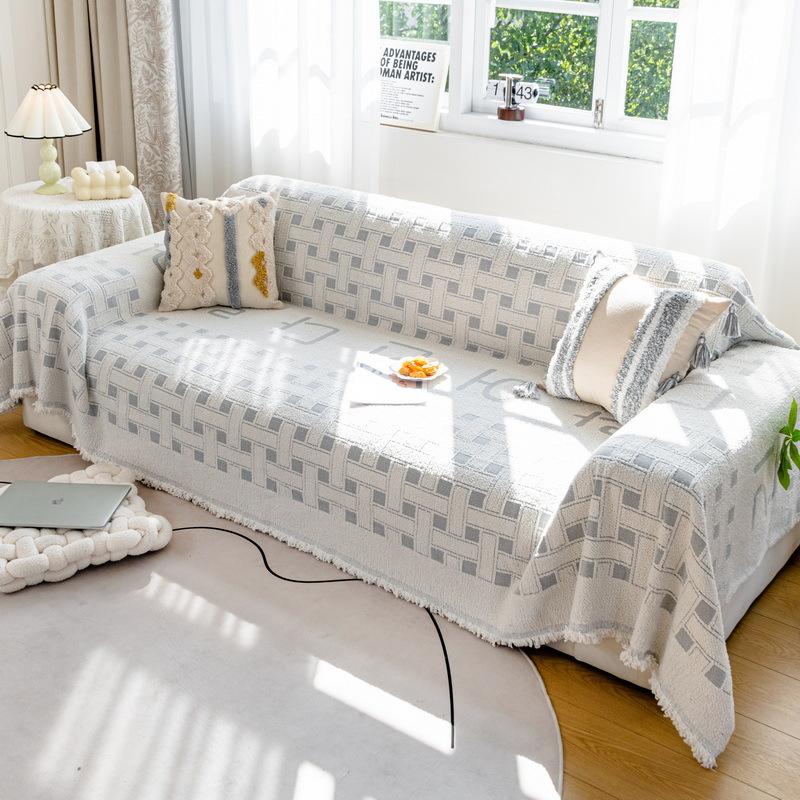 

Полотенце для дивана в кремовом стиле, новый осенне-зимний утолщенный плюшевый клетчатый чехол для дивана, высококачественный чехол для дивана, одеяло 180*130cm
