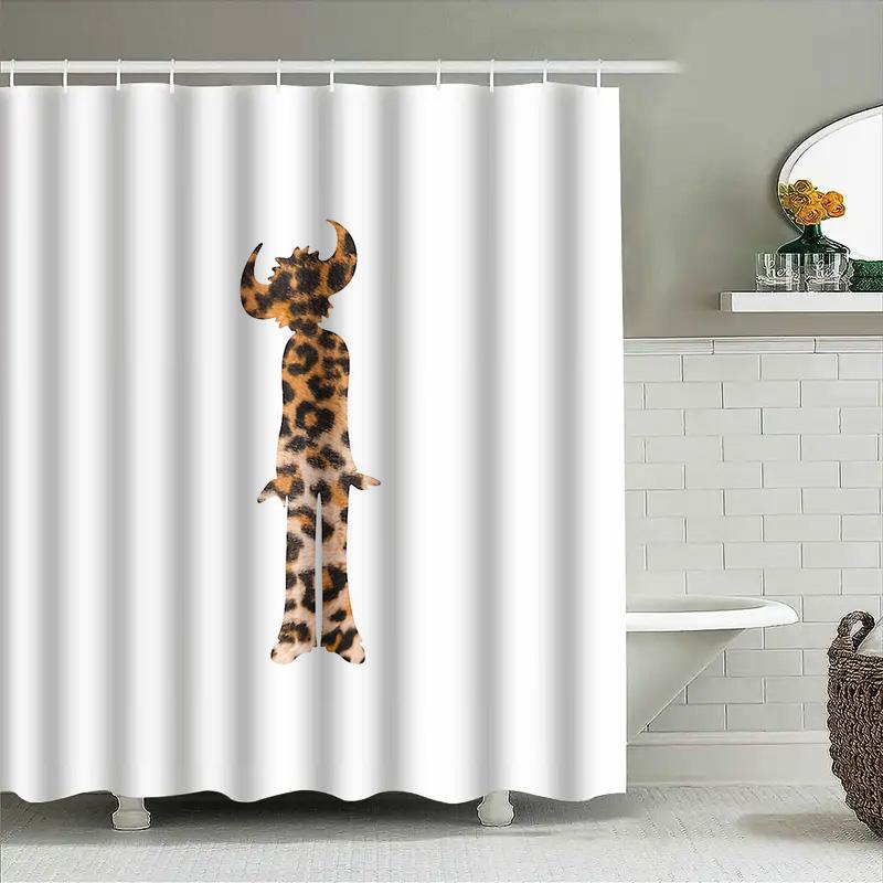 Unique Animal Shower Curtain Leopard Print Bathroom Decor Nature Wildlife Pattern Washable Fabric Modern Home Decor Gift