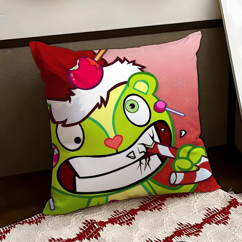 Anime HHappy Tree FFriends Kissenbezug Wendbar Weich Langlebig Kissenhülle Zuhause Auto Mehrzweck für täglichen Komfort