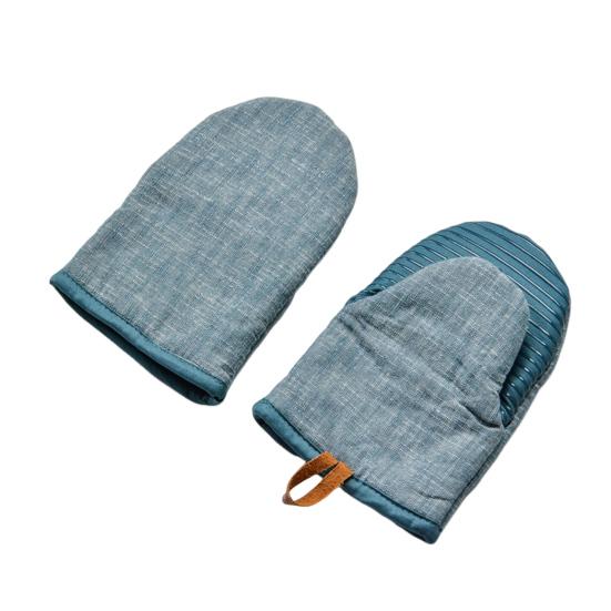 Mini Oven Gloves Heat-Resistant Kitchen Mitts with Neoprene Palm Faux Leather Loop Anti-Scalding Pot Rack Oven Mitts Cooking Baking Gloves