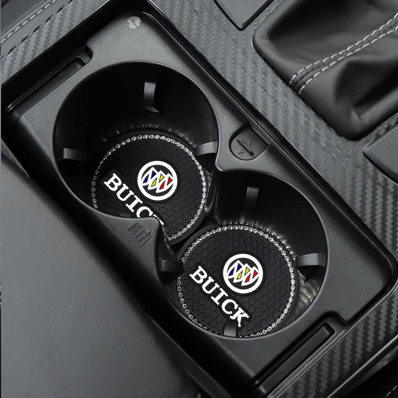 EHL2 1/2Pcs Diamond-studded Car Coaster Cup Holder Anti-skid Pad For Buick Century Excelle XT Envision Excelle GT Verano Regal Encore