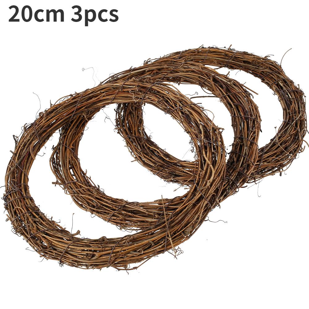 Natural Wreath 25/30cm Diameter Retro Christmas Rattan Wreath Rings Braided Wreath DIY Hand-Woven Grapevine Vines Wreaths Crafts