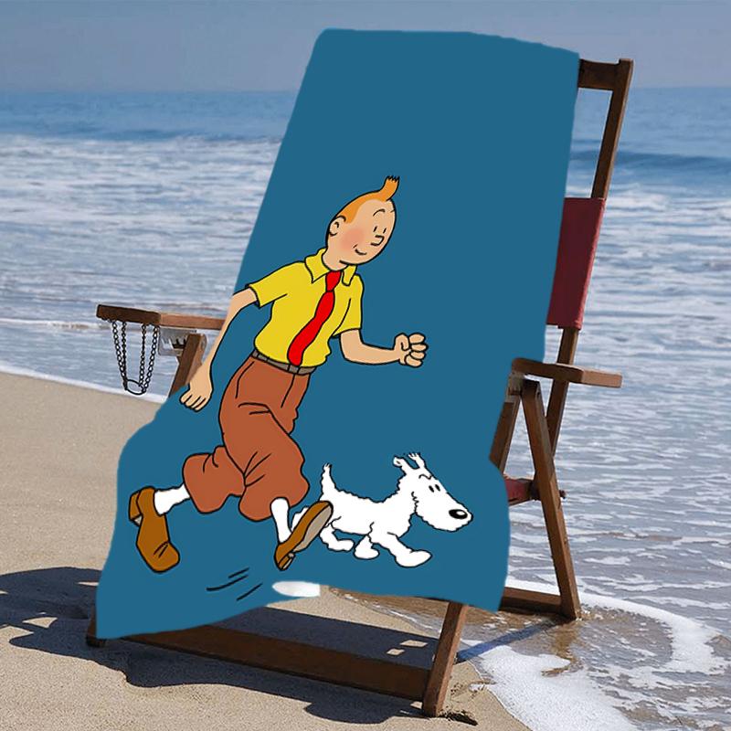 Beweis Strandtuch mit einem Muster von Die Abenteuer von Tim und Struppi1 - weich, saugfähig, schnell trocknend, maschinenwaschbar - perfekt für Schwimmen, Camping, Baden