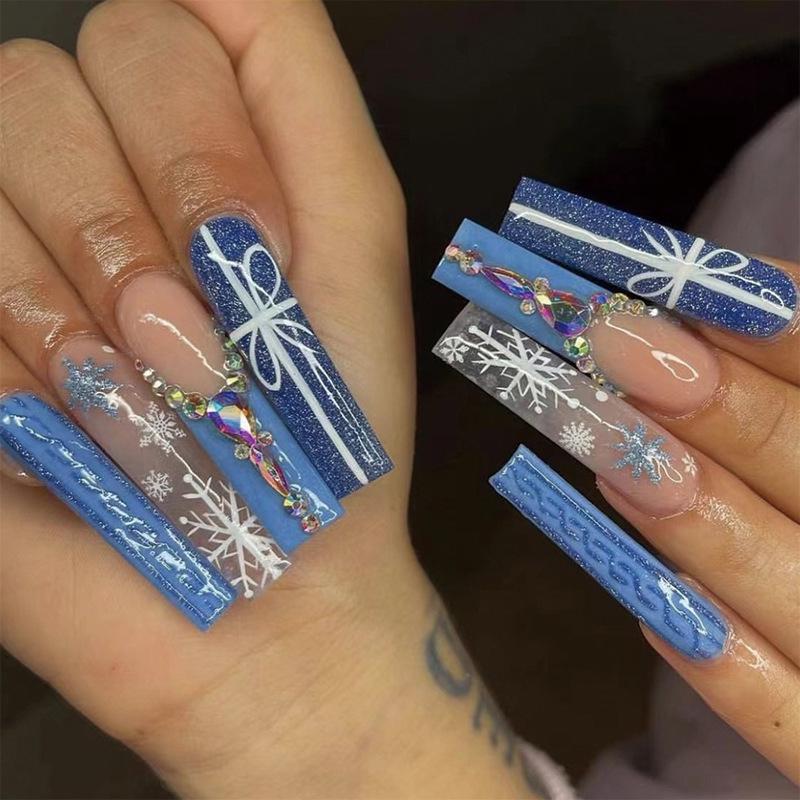European & American Christmas Press-On False Nails Set