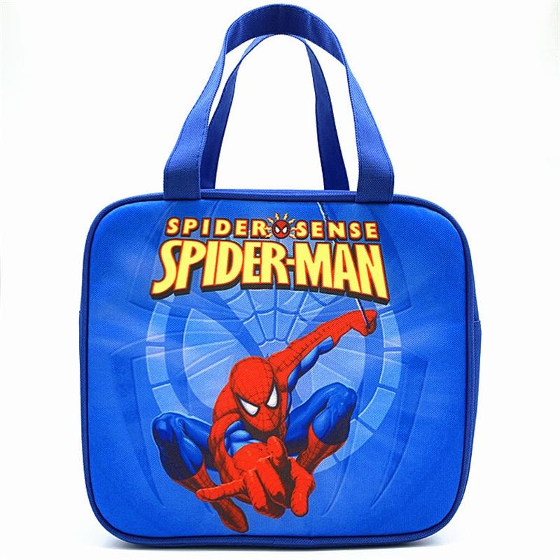 Cute Cartoon Student Insulated Lunch Box Bag With Thick Aluminum Film Canvas Material Spider-man And Cars Theme Model 013 Spider Man