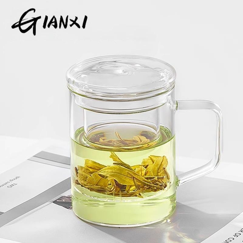 

Разделение чая и воды Вся чашка для чая из высокоборосиликатного стекла Офисная чашка для чая Чашка для воды Чашка для чая Китайская чашка для чая Чайная церемония 400ml прозрачный