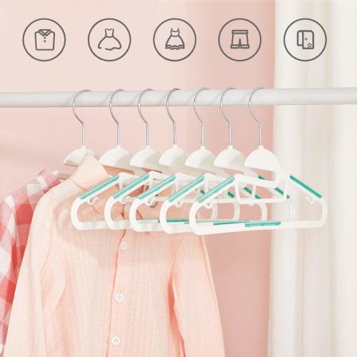 SONGMICS Children's Hangers, Non-Slip Junior Hangers, Kids' Hangers, Baby Hangers, Shape-Retaining Hangers, Collar Protection, Space-Saving, Slim, Mul
