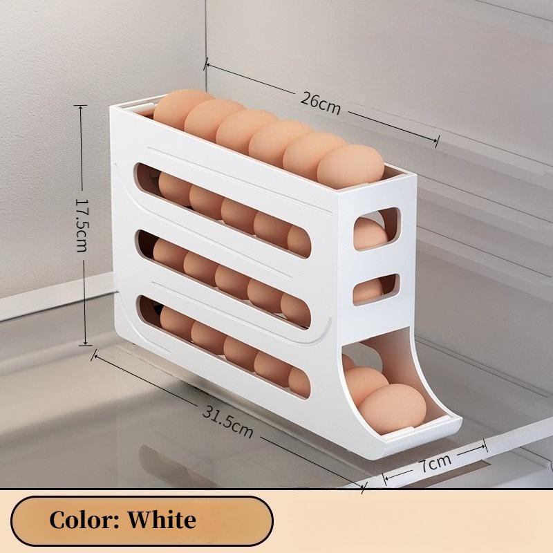 4-х уровневый холодильник, подставка для яиц, автоматический вращающийся держатель для яиц, контейнер для хранения, кухонный холодильник, дозатор яиц, органайзер для холодильника белый