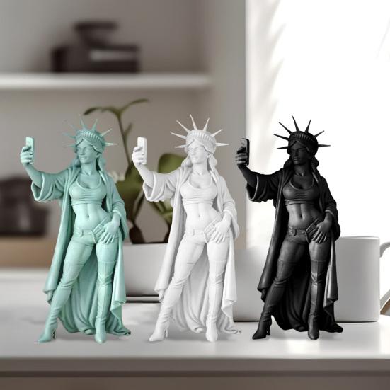 Sexy Statue of Liberty Modern Lady Liberty Selfie Sculpture 250th Anniversary Collectible Liberty Goddess Figurine for Living Room Table New York City