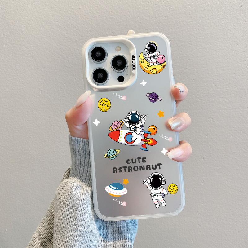 Husă pentru telefon cu laser pentru astronauți de Crăciun pentru iPhone 15 14 Pro Max 13 12 11 Samsung S23 S22 Ultra A54 A53 Copertă din spate cu model de căprior Moș Crăciun antișoc