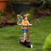 1 piece of flower fairy riding a skateboard, creative outdoor bonsai statue, carefully prepared gift for Valentine's Day/wedding