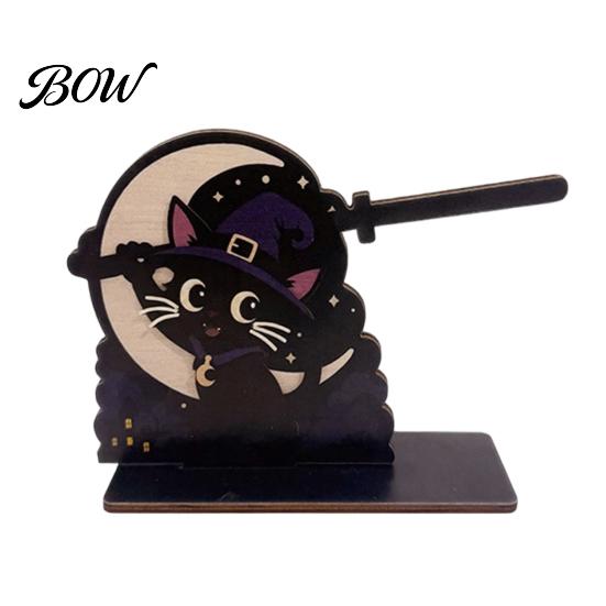 Indoor Countertop Tissue Stand Halloween Paper Towel Holder, Wooden Skeleton/Ghost/Cat/Pumpkin/Witch Stand, Holder Gothic Roll Storage Organizer