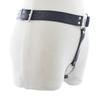 Adult Erotic Leather Restraint Pants with Vibrating Anal Plug for Couples