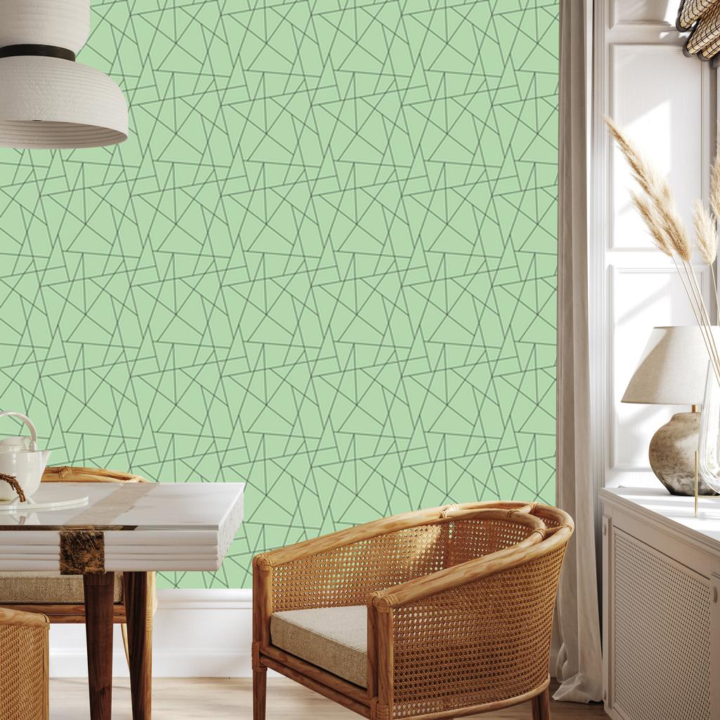 Wallpaper Geometric Pattern Green and Mint, Green Background 50x1000