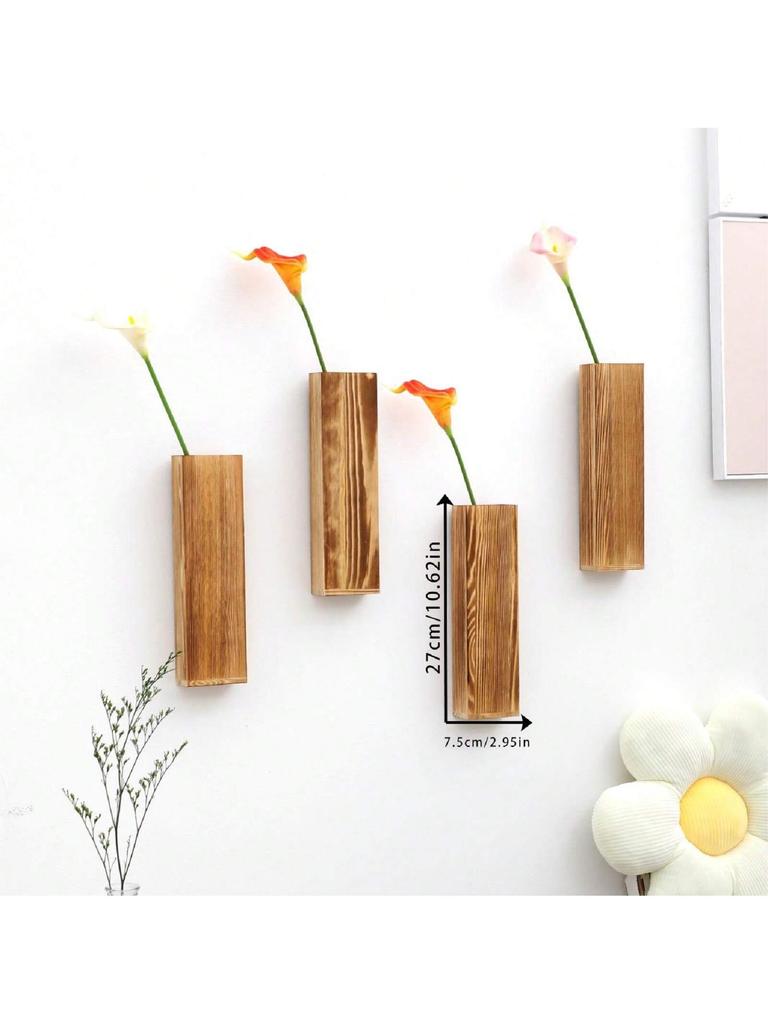 Wandpflanzer für Zimmerpflanzen Holz Wanddeko Schlafzimmer Wohnzimmer Holz Wandvasen für Trockenblumen und Kunstpflanzen