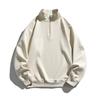 Men's Pink Beige Color Block Half Zip Sweatshirt, Casual Stand Collar Quarter Zip Pullover Top
