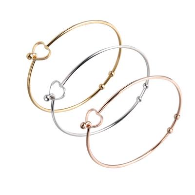 "Brățară Inimă Deschisă din Oțel Inoxidabil de 2mm - Mărgele Golite Love Europene și Americane, 60mm"