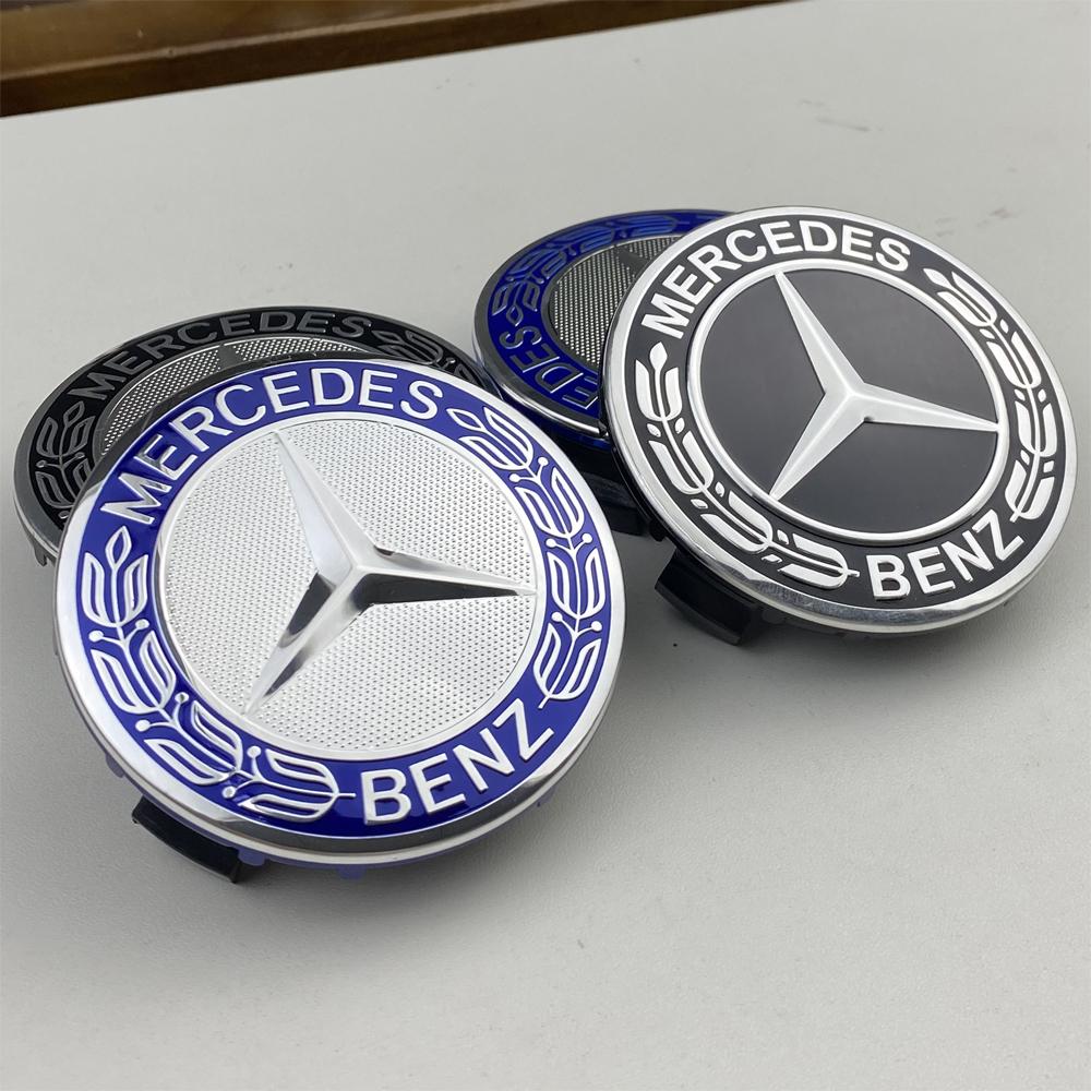 For Benz amg 4pcs 75mm For Benz W211 W205 W213 W203 C218 A207 CLA CLS E Class Auto Refit Stickers Accessories Wheel Hub Center Caps RG1