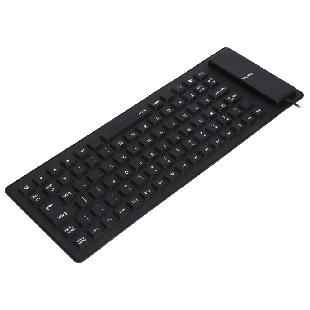 Portable 85 Keys Silicone Keyboard Silent Keys Waterproof USB Wired Keyboard Black/Orange/White Foldable Keyboard Travel Office
