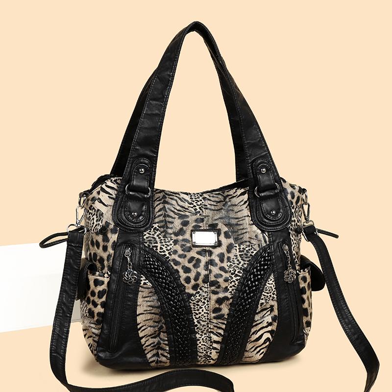 Women's Vintage Leopard Print Tote Bag Single Shoulder Crossbody Bag