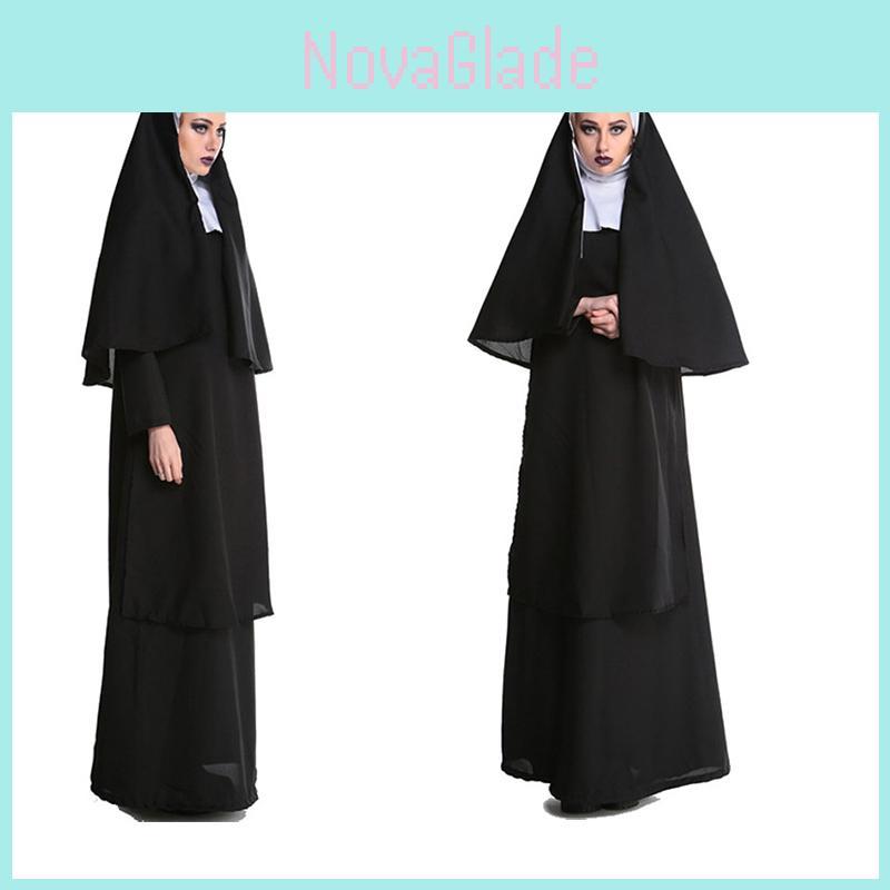 Adult Halloween Costume Cosplay Nun Outfit For Stage Performances L Xl)