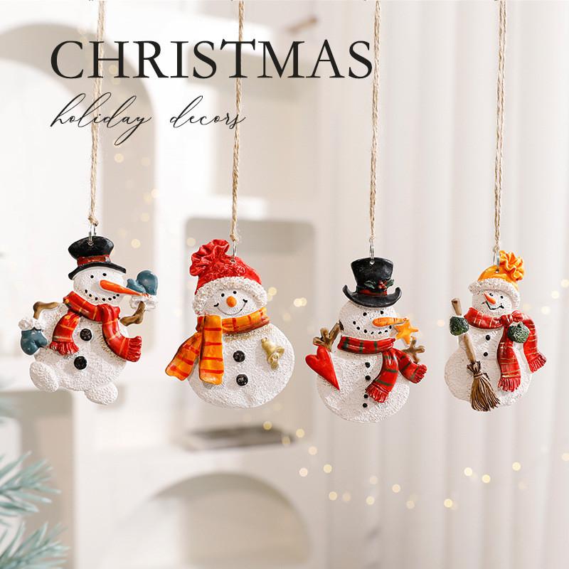 Snowman And Santa Christmas Resin Decor Figures Pendant For Holiday Celebration
