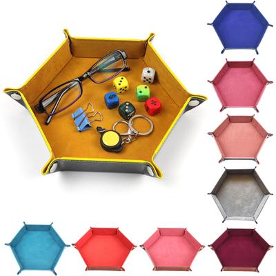 Storage Tray Foldable Large Capacity Faux Leather Assorted Dice Shape Organizer Holder Household Supplies