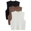 Women's Slim-Fit Sleeveless Knit Vest with Half-High Collar