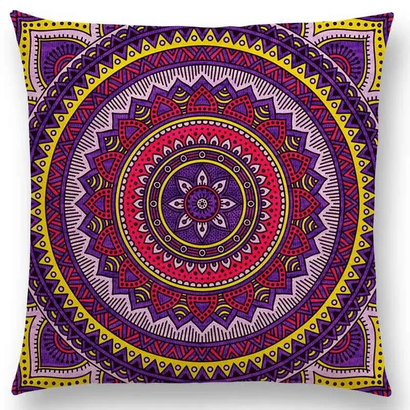 Hippie Mandala Boho Rainbow Floral Pattern Decor Throw Pillow Case Sun Moon Flowers Dream Fantasy Gorgeous Cushion Cover Sofa