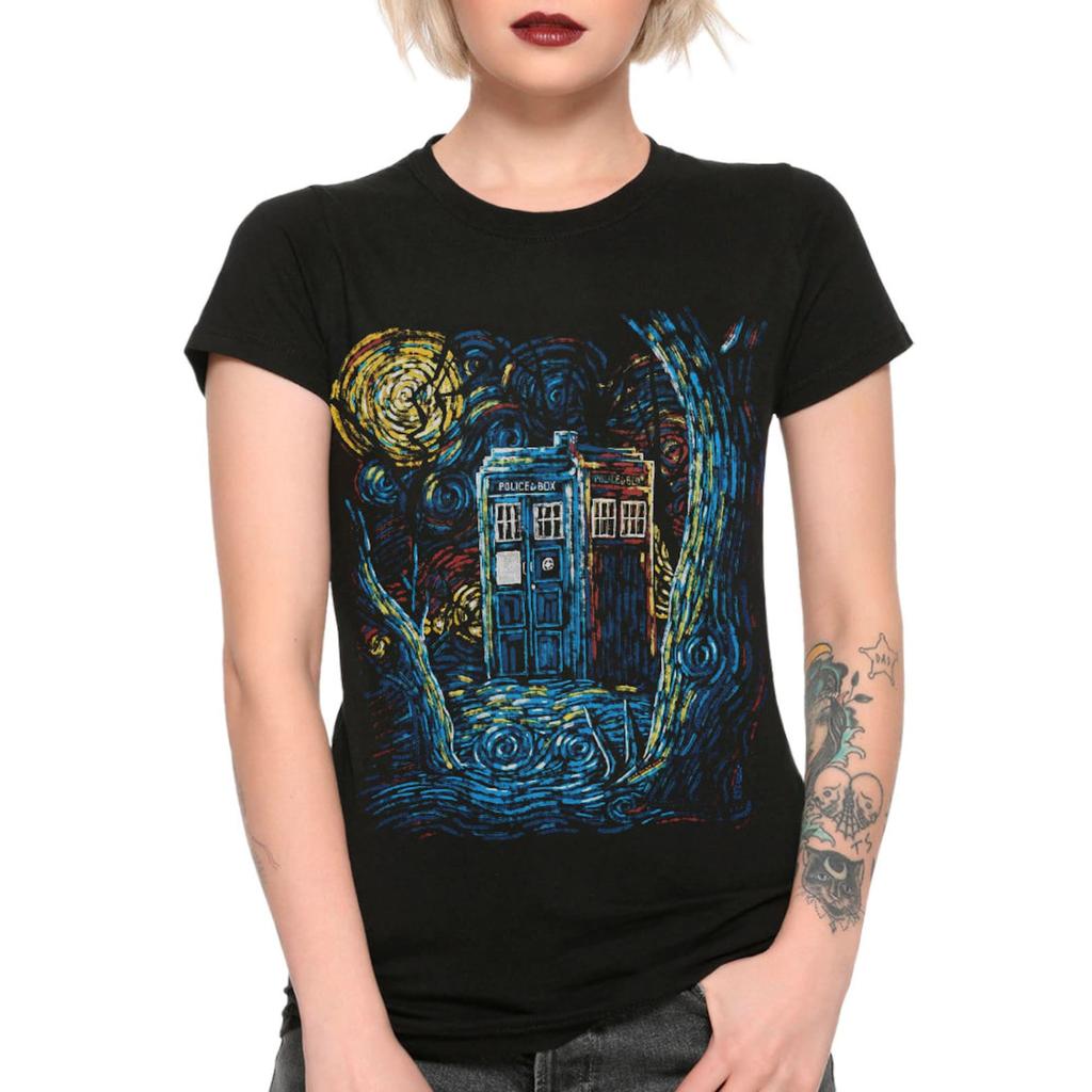 Police Box Starry Night Art Men's T-Shirt / 100% Cotton Tee / Men's Women's All Sizes (wr-298)