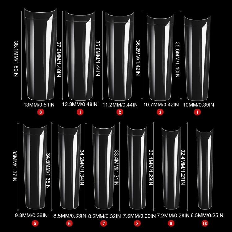 XXL Extra Lange Nagelspitzen C-Kurve Quadratische Falsche Nägel Halbe Abdeckung Acrylnagel T