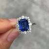 2026 Luxury Prong Setting-Rings for Women with Deep Blue Zircon Stone Anniversary Gift   Wife Micro Paved Middle