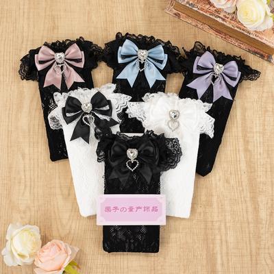 JK Lolita Spitzenstrümpfe Schleife Y2K Socken Damen Lange Strümpfe Teenager Uniform Kniestrümpfe Studentin Niedliche JK Socken