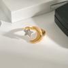 Yori Lucky Star Moon Stainless Steel Ring 18K PVD Plated Texture Waterproof Golden Jewelry Recommend Gift