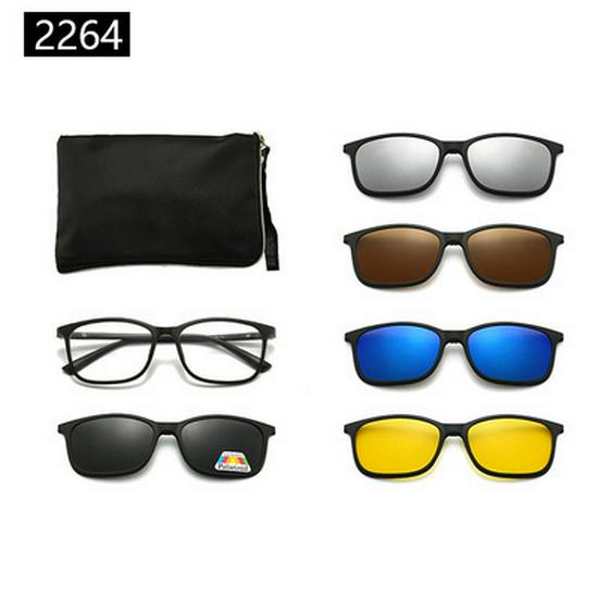Cross-border TR90 Sunglasses Set: 1 Frame, 5 Polarized Lenses, Unisex, Trendy Driving with Pouch