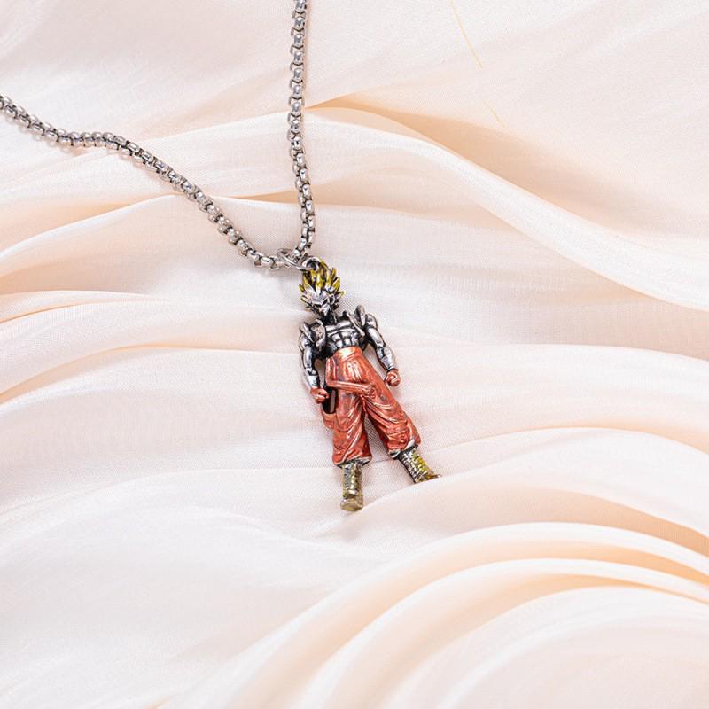 Dragon Ball Saiyan Double Layer Necklace - Trendy Punk Sweater Chain for Men & Women, Long Hip Hop Style, Versatile Student Accessory.