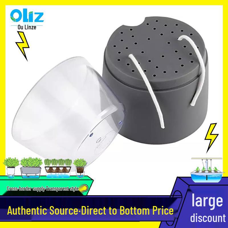 A7 Indoor Transparent Self-Watering Double-Layer Flower Pot.