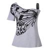 Trendy Summer Butterfly Print Off-shoulder T-shirt For Women Loose Fit